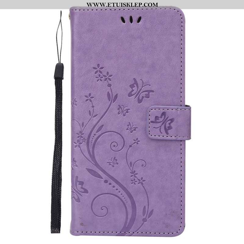 Etui Folio do Google Pixel 7 z Łańcuch Pasek Pro Flowers And Butterfly